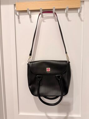 Kate Spade Black Leather Satchel with Pink Accent